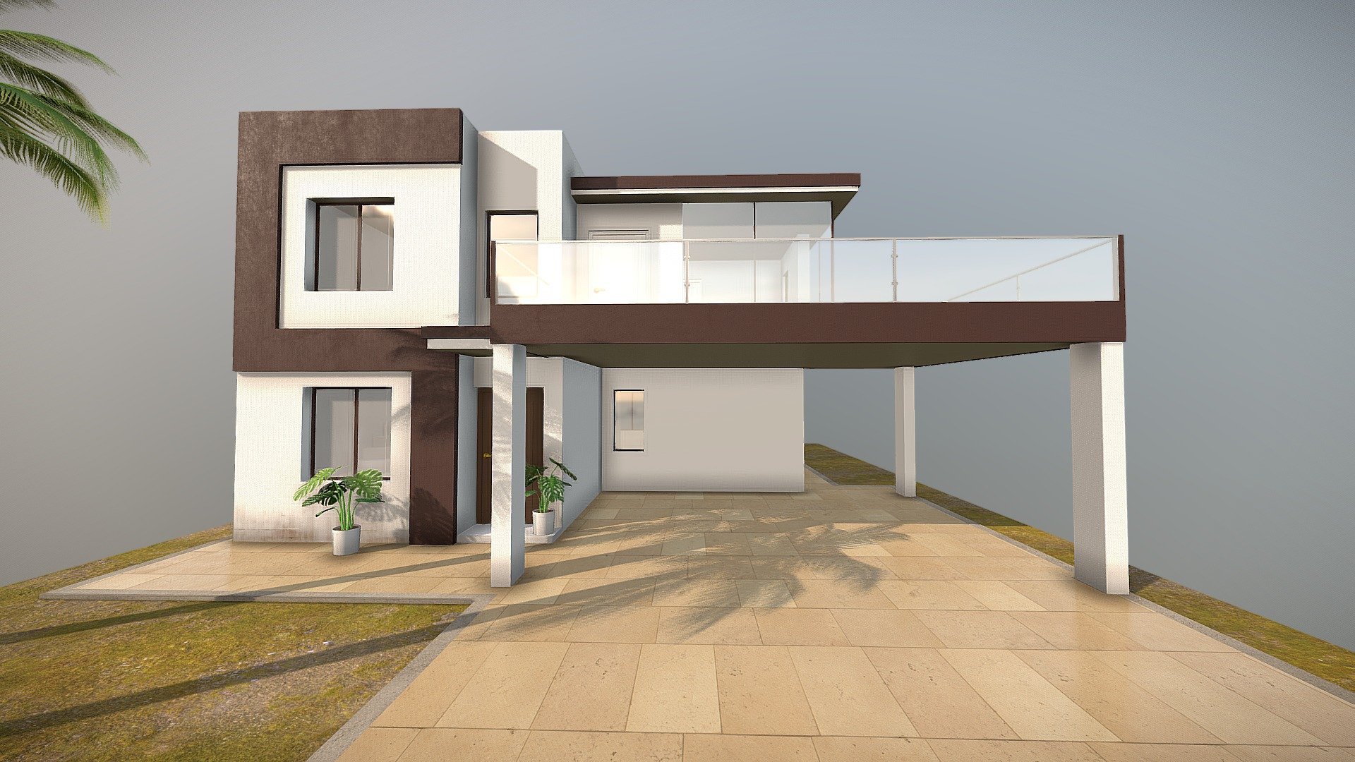 modern house low poly 3d model