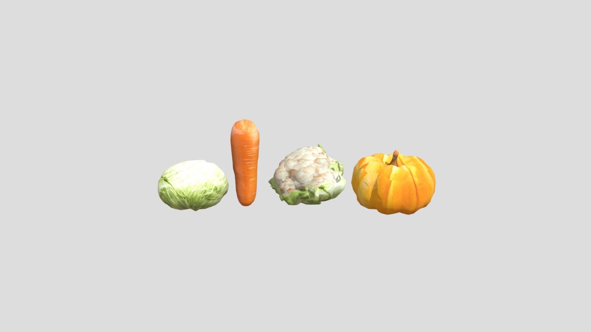 Vegetables Cauliflower Cabbage Carrot Pumpkin 3d model