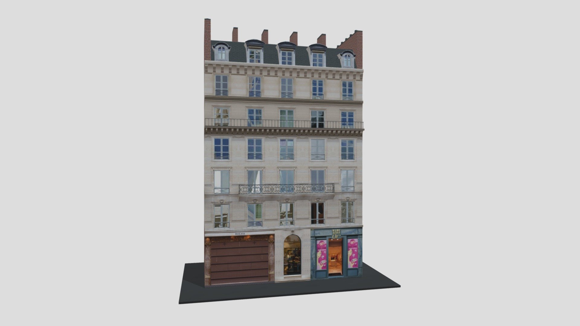 Typical Parisian Apartment Building 30 3d model