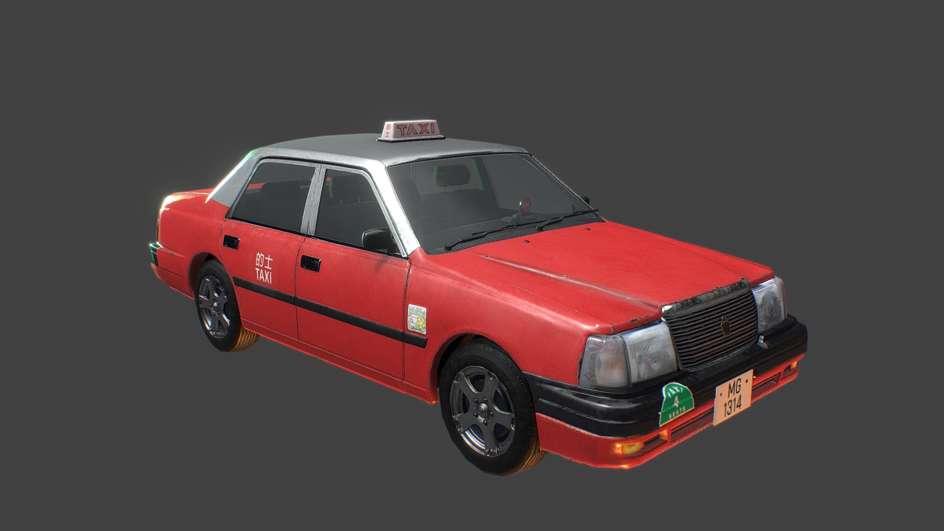 PBR Hong Kong Taxi 的士 Toyota Comfort 3d model