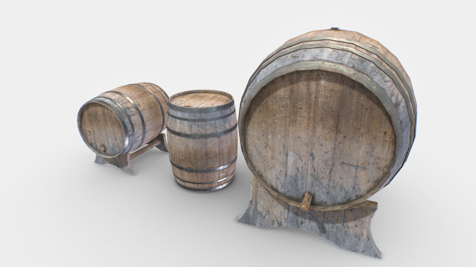 Old Wooden Barrels 4 3d model