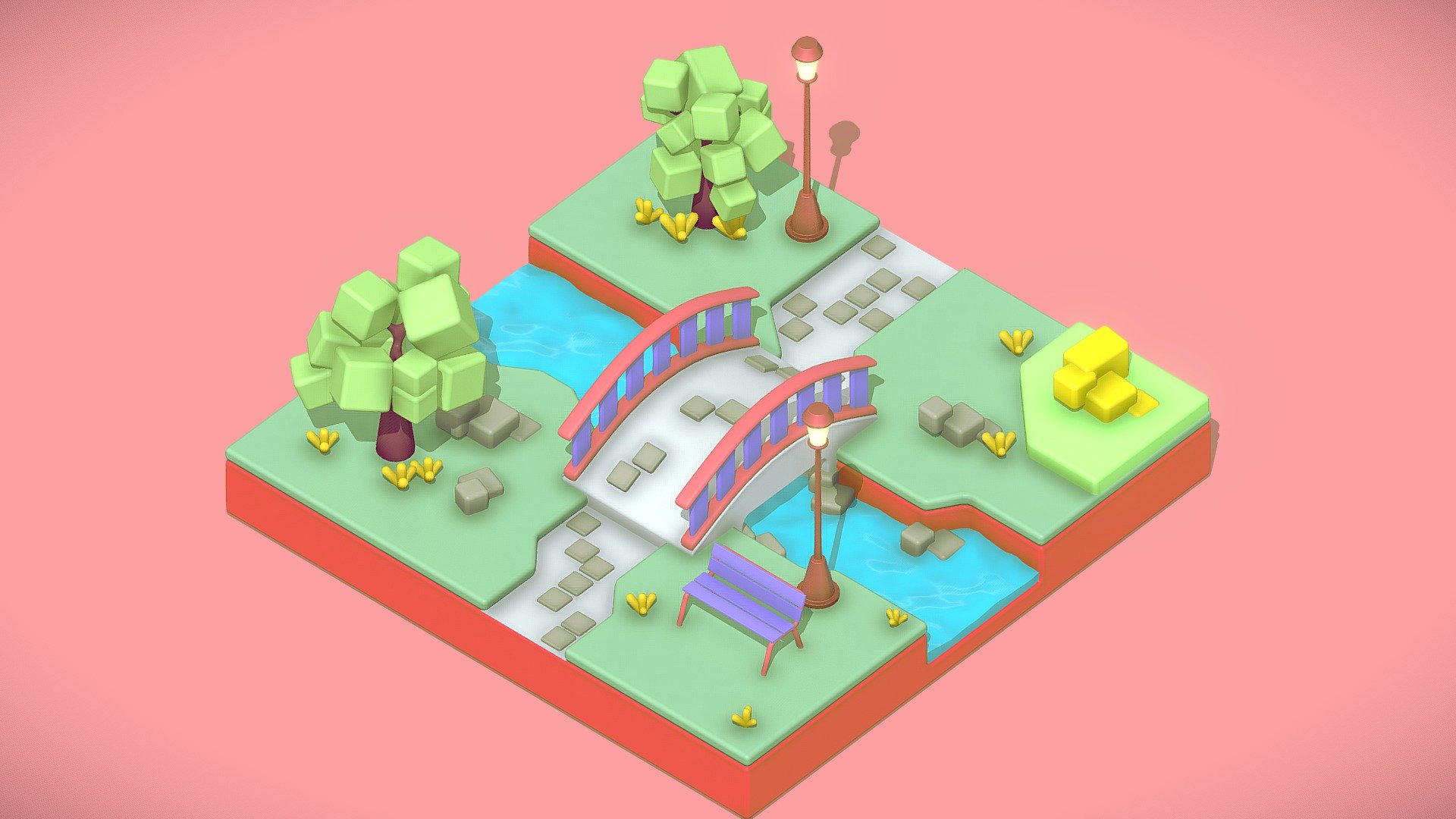 Isometric Low Poly Park 3d model