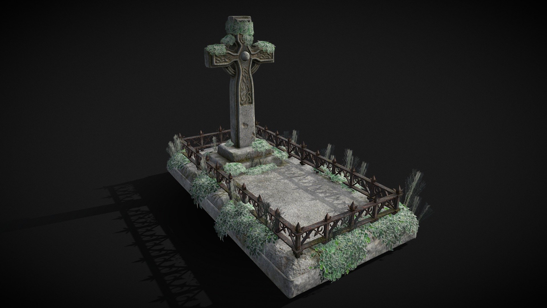 Moss Stone Surface Burial Vault 3d model