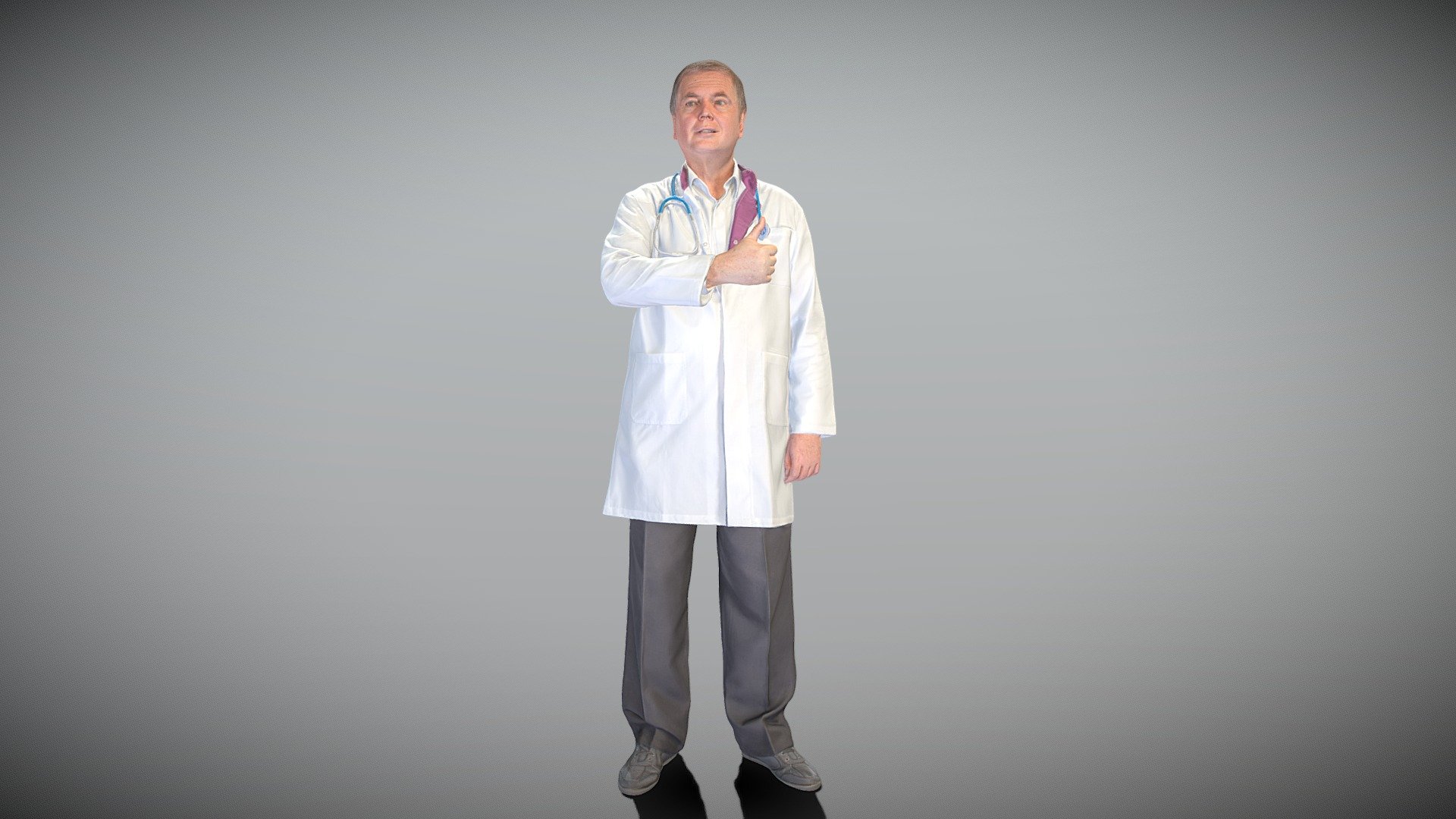 Mature doctor with thumb up 384 3d model