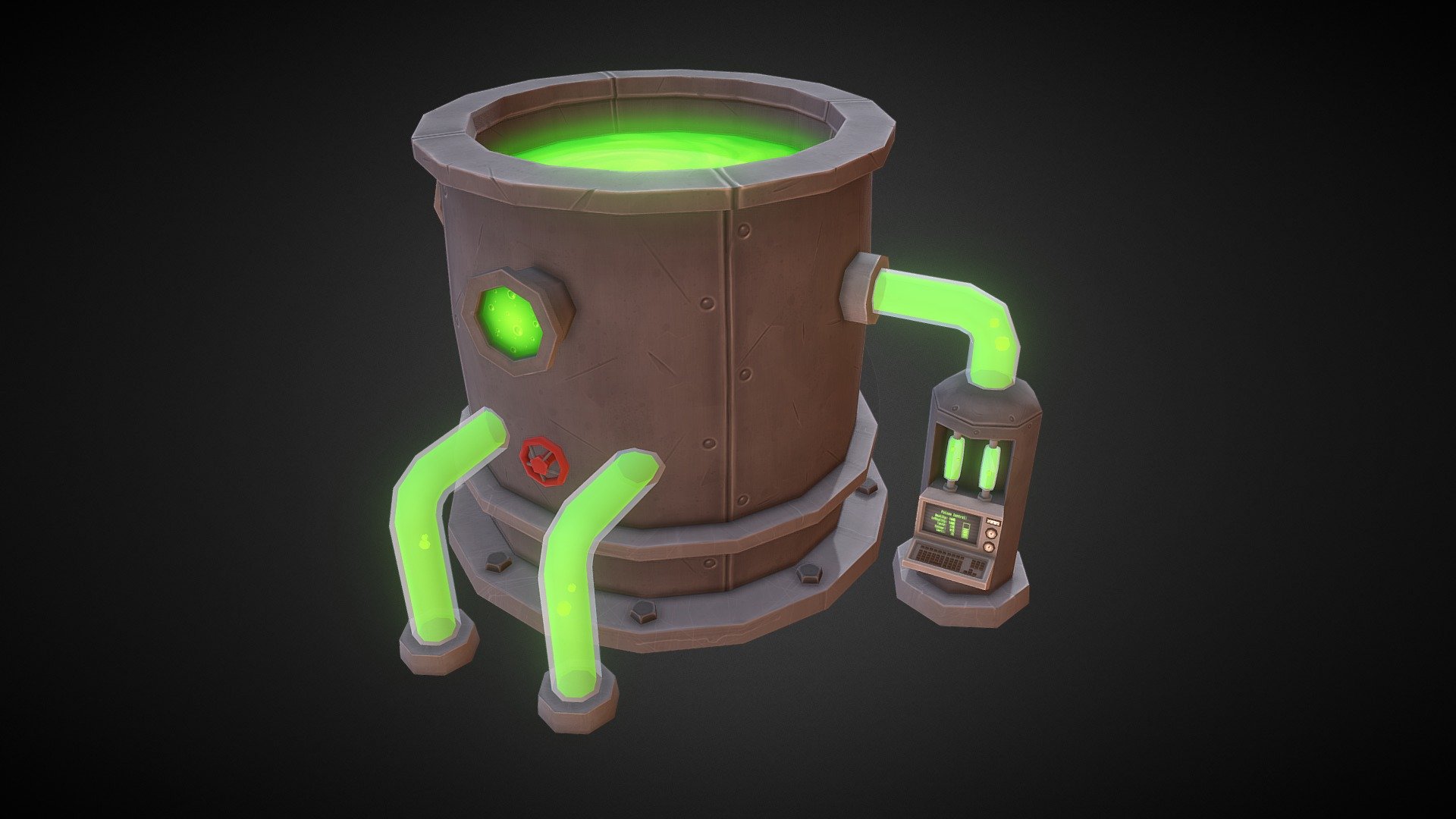 Hand-Painted Poison Tank with Animations 3d model