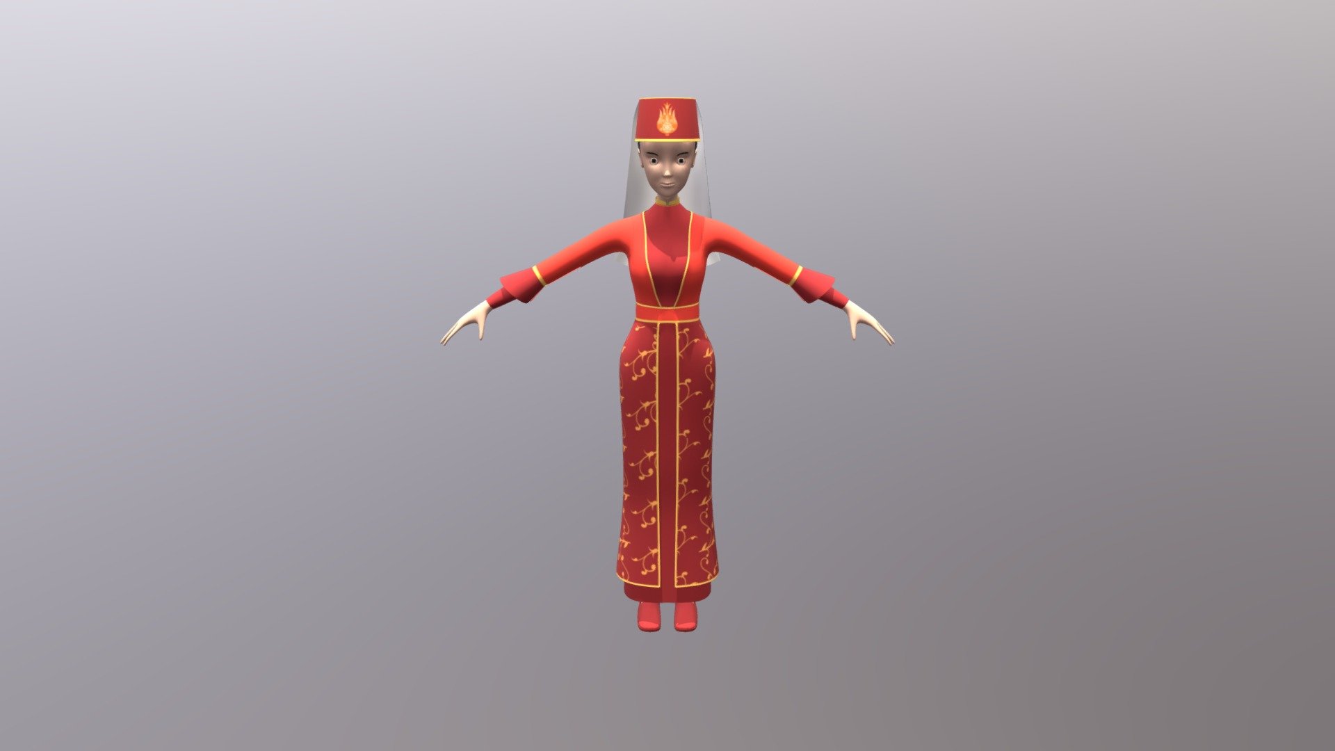 Cartoon female character 3d model