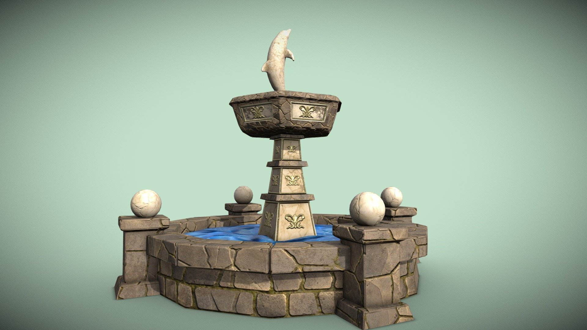 ancient fountain PBR low-poly 3D model 3d model