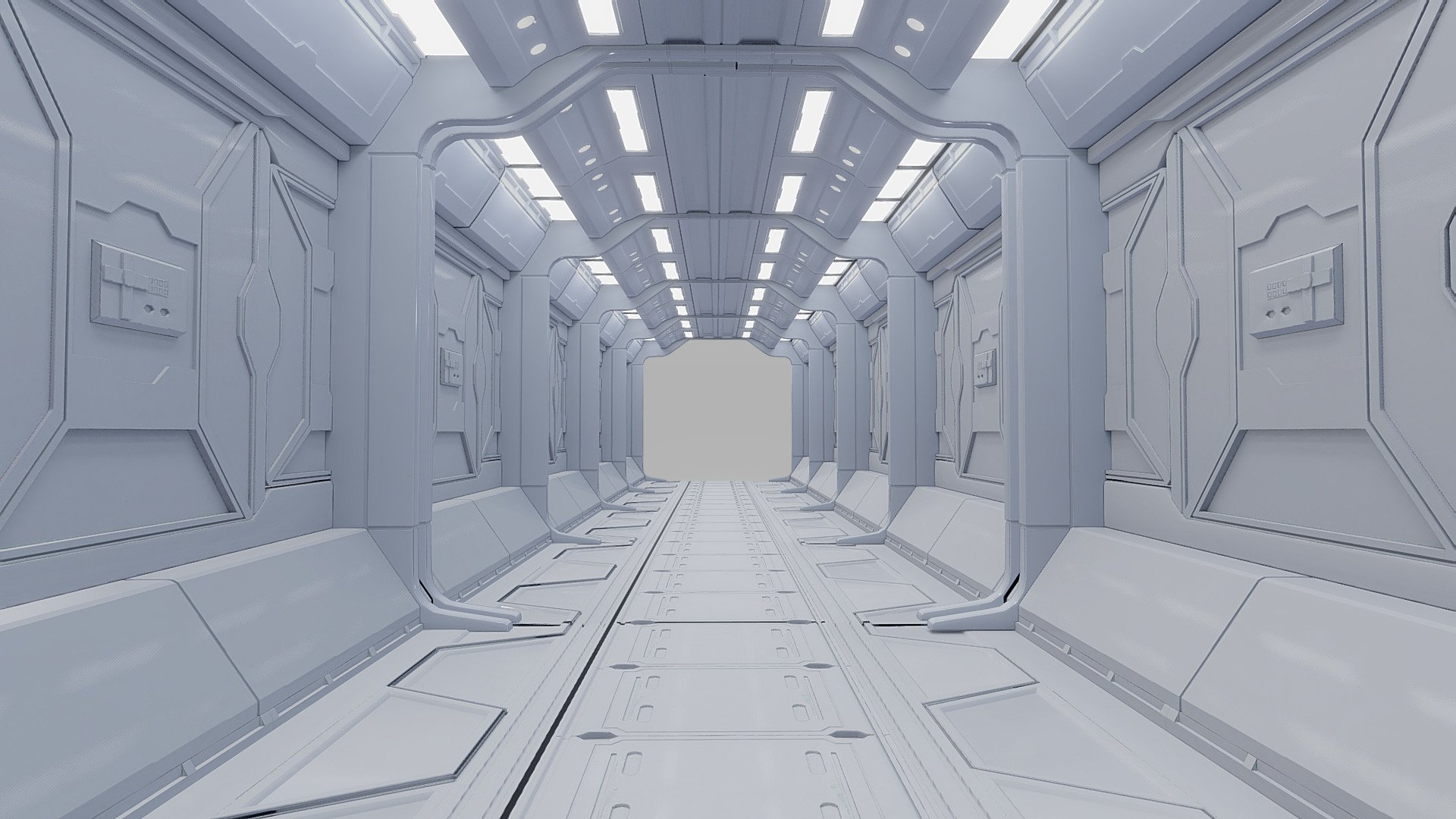 scifi corridor 3d model