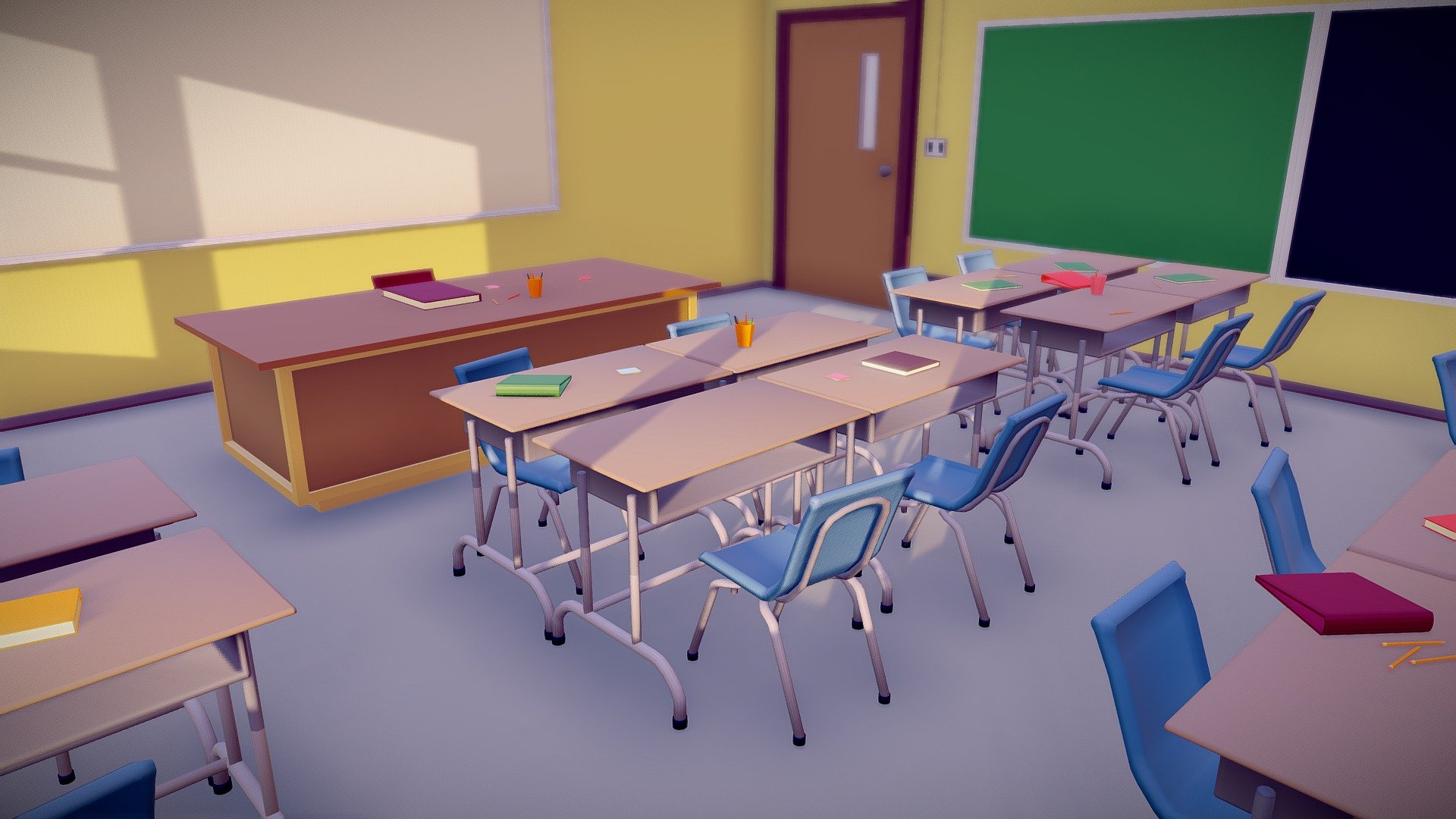 Low Poly ClassRoom 3d model