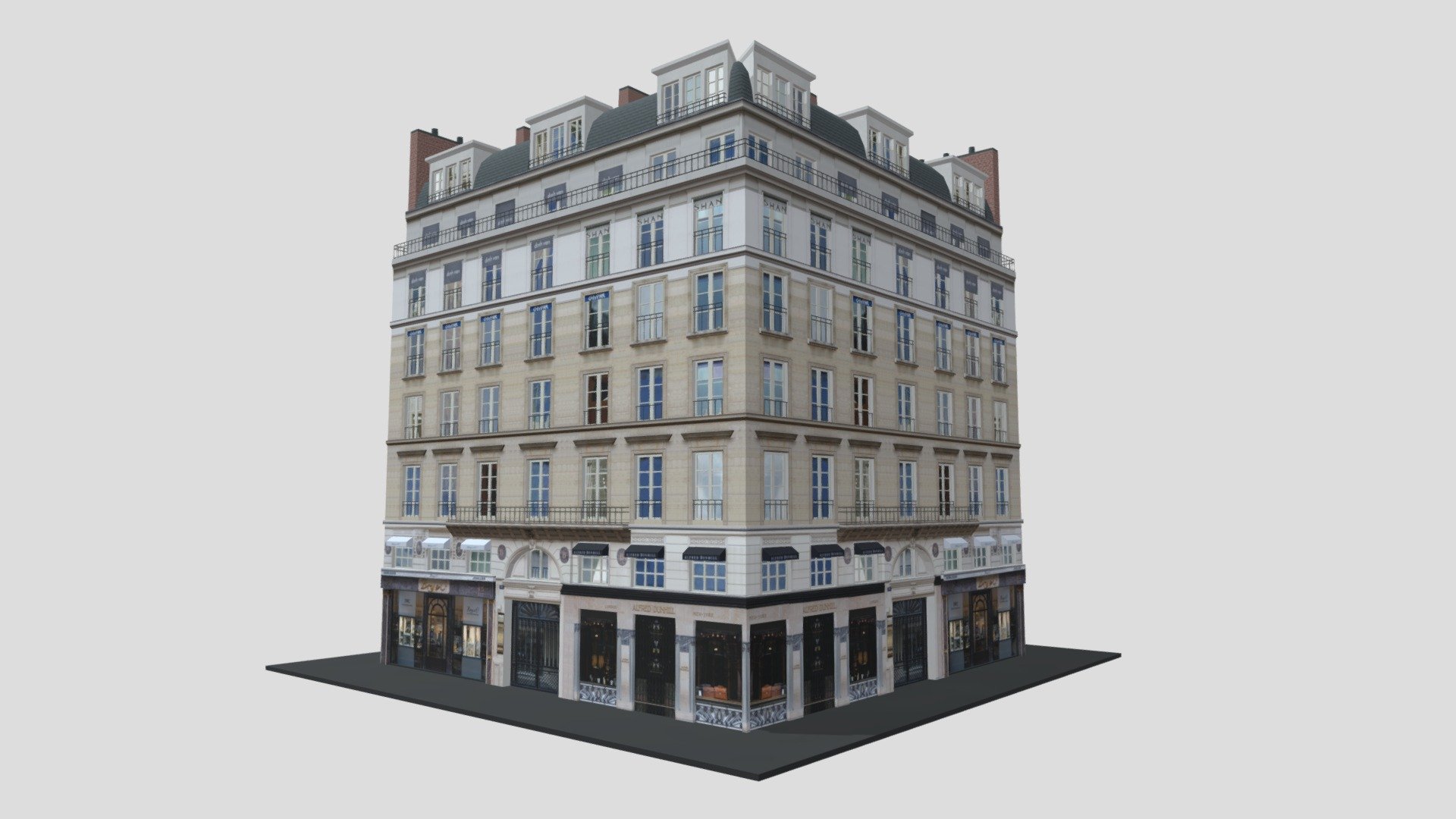 Typical Parisian Apartment Building 28 3d model