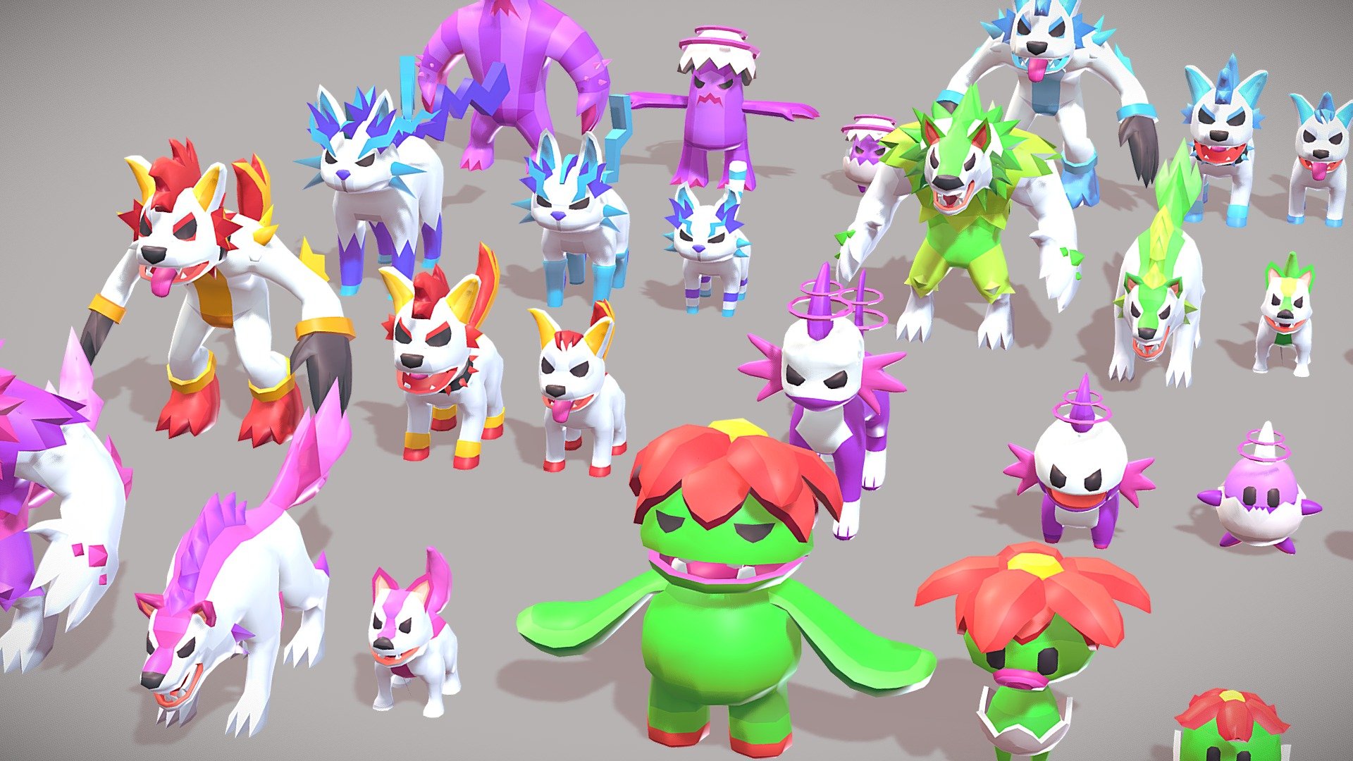 Rigged monsters 3d model