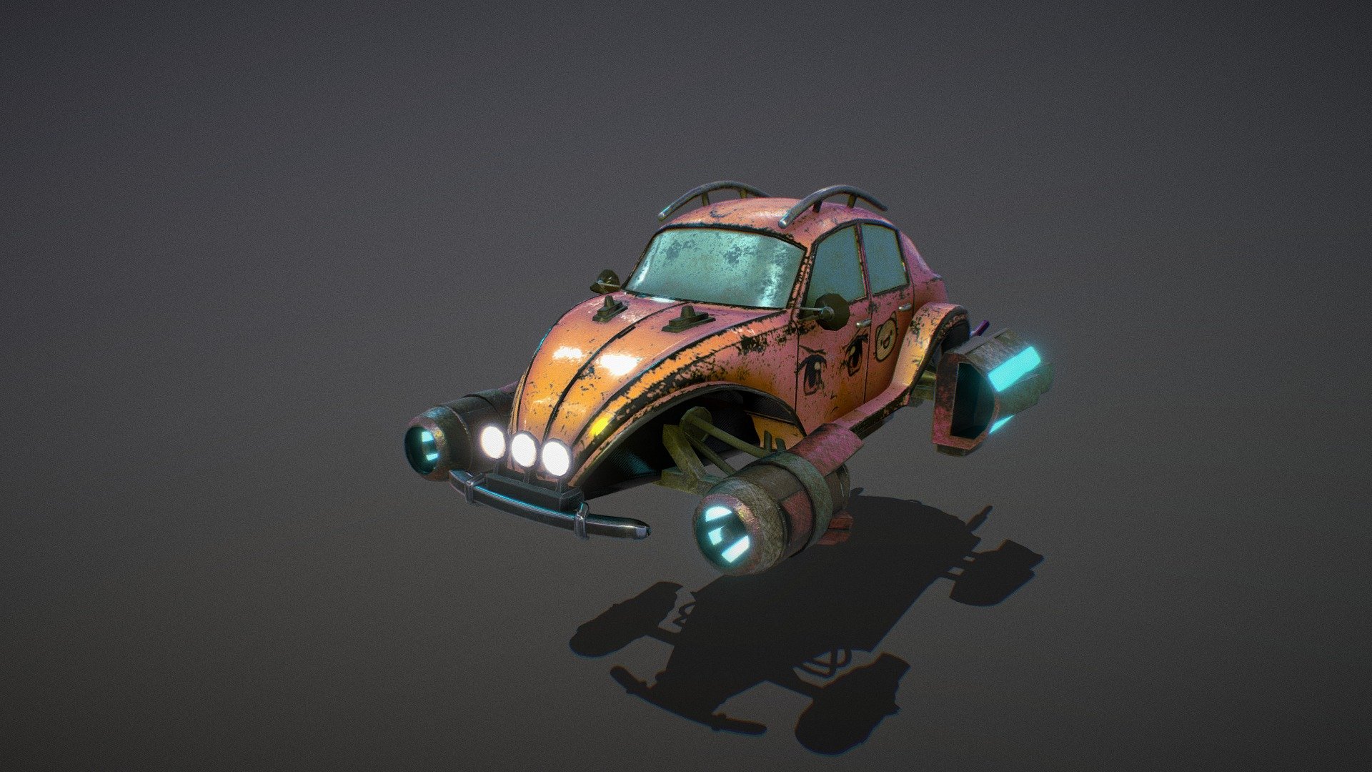 Flying Retro Car 3d model