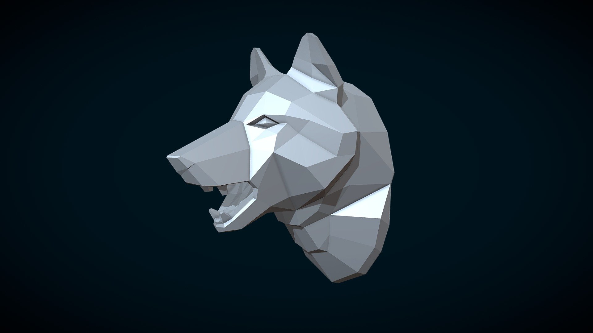 Wolf head low poly 3d model