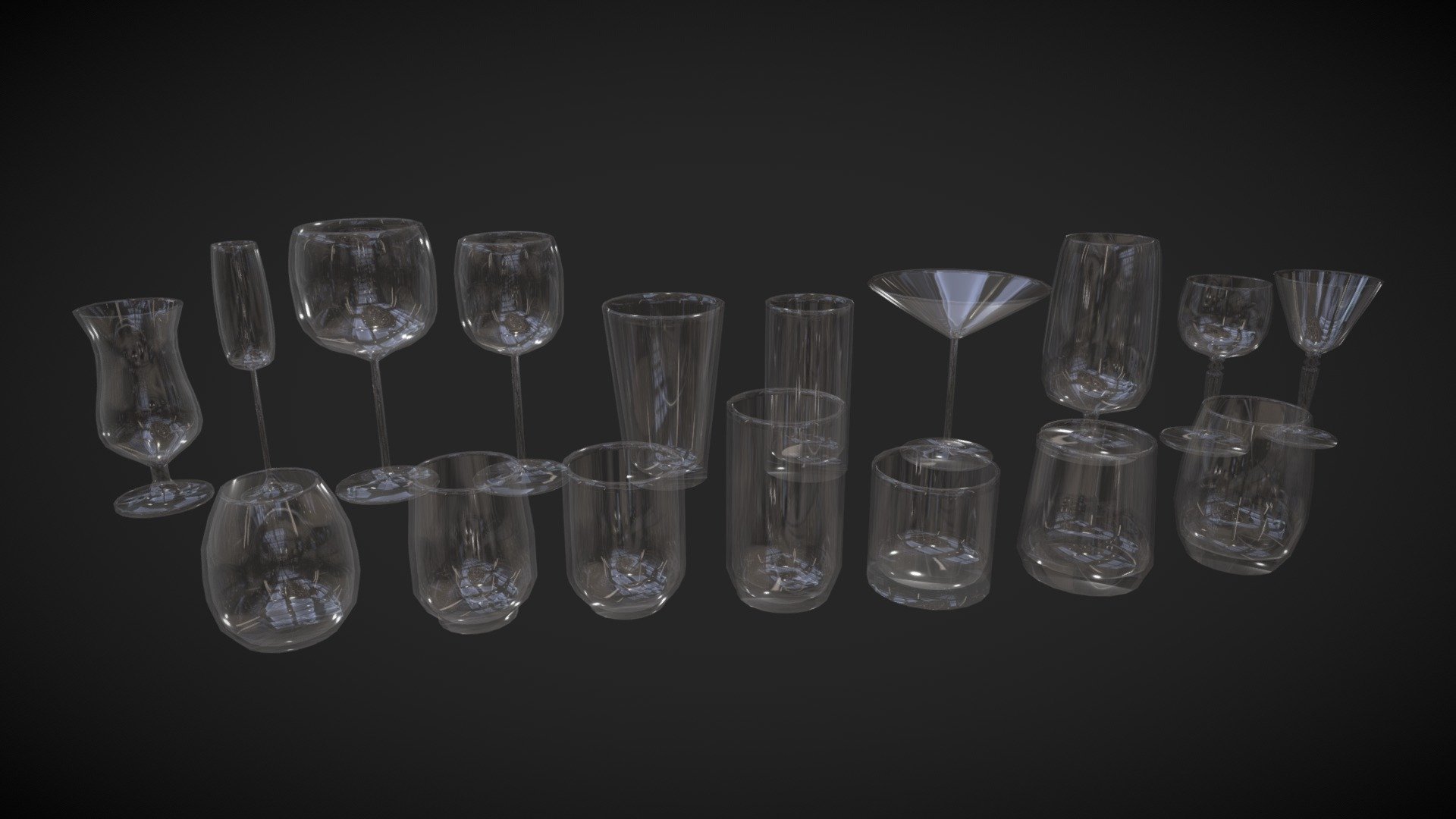 Drinking Glass Set 3d model