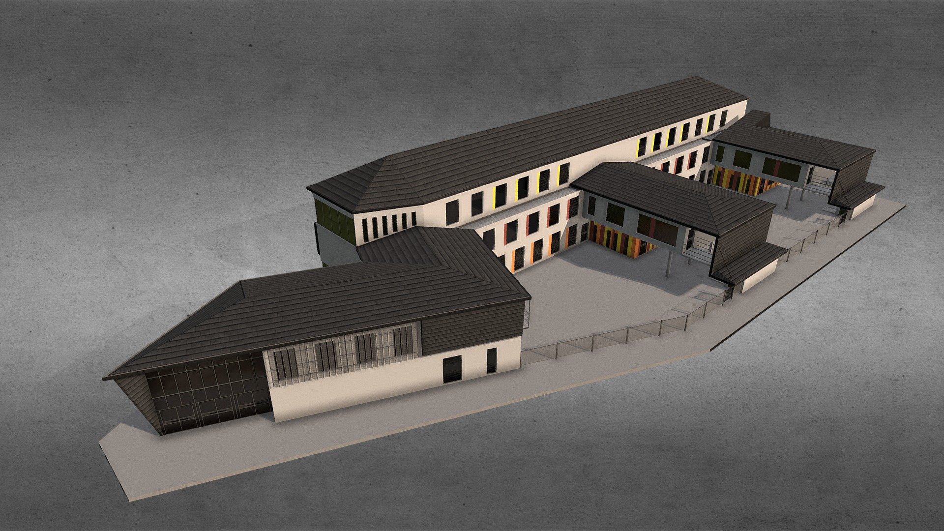 High School Building 3d model