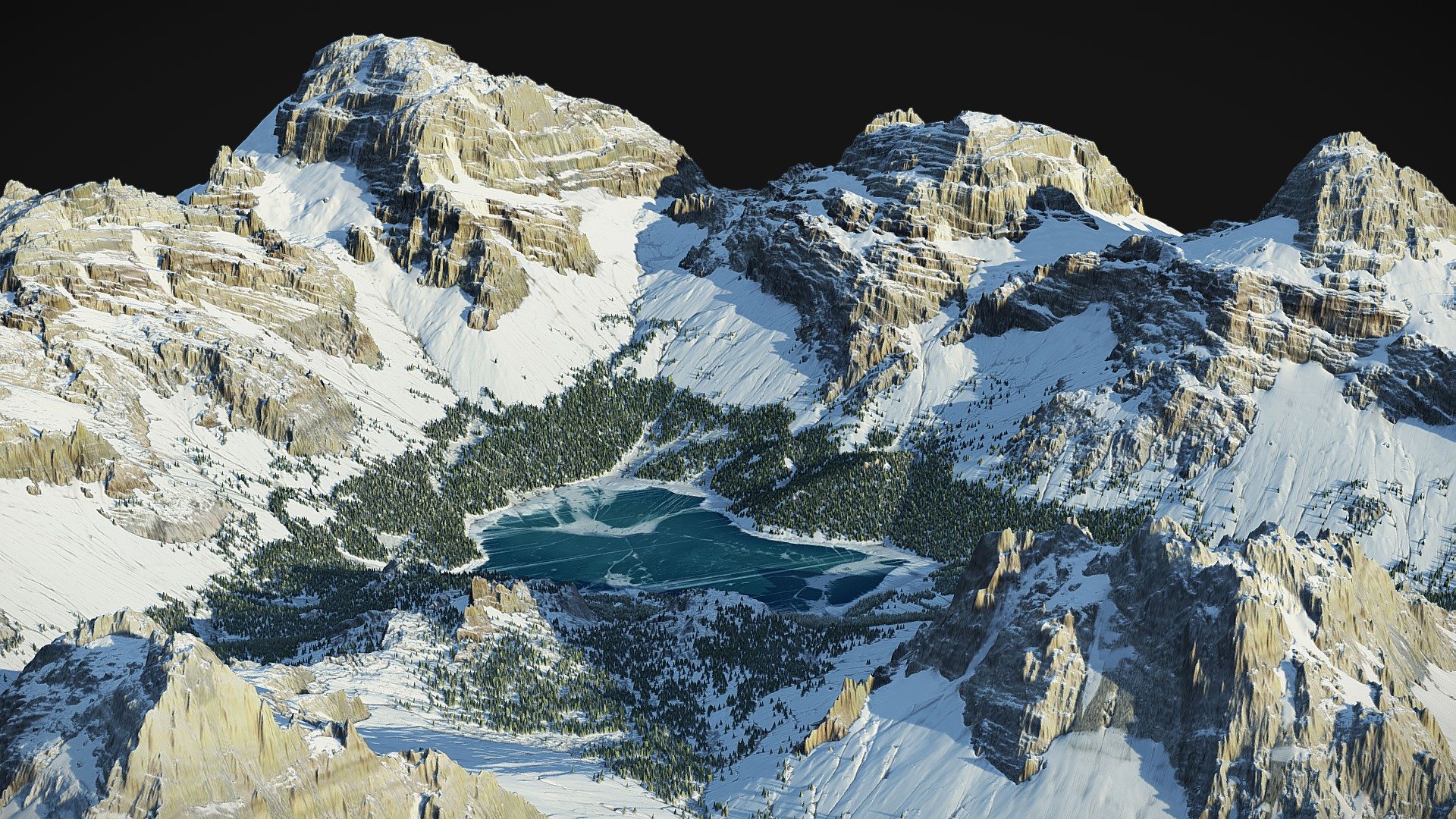 Mountain Lake Landscape 3d model