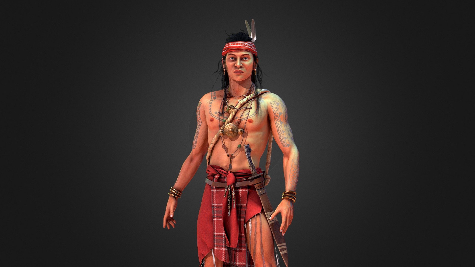 native American warrior 3d model