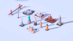 Polygonia Cartoon World Landmarks Pack