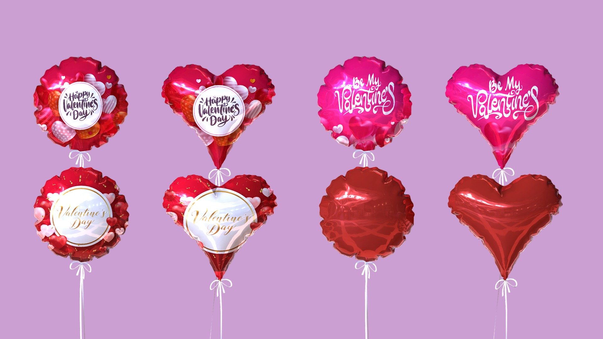 Valentines Day Balloons 3d model