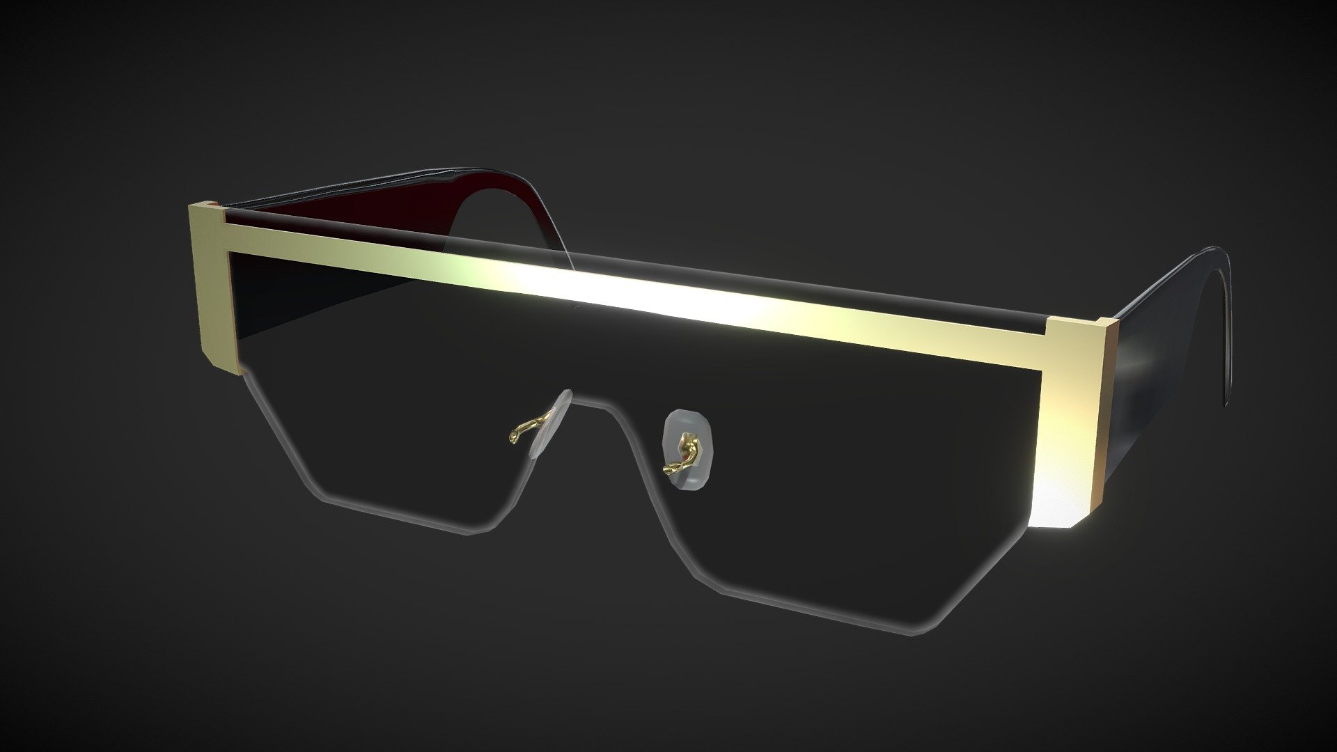 Black Geometric Glasses 3d model