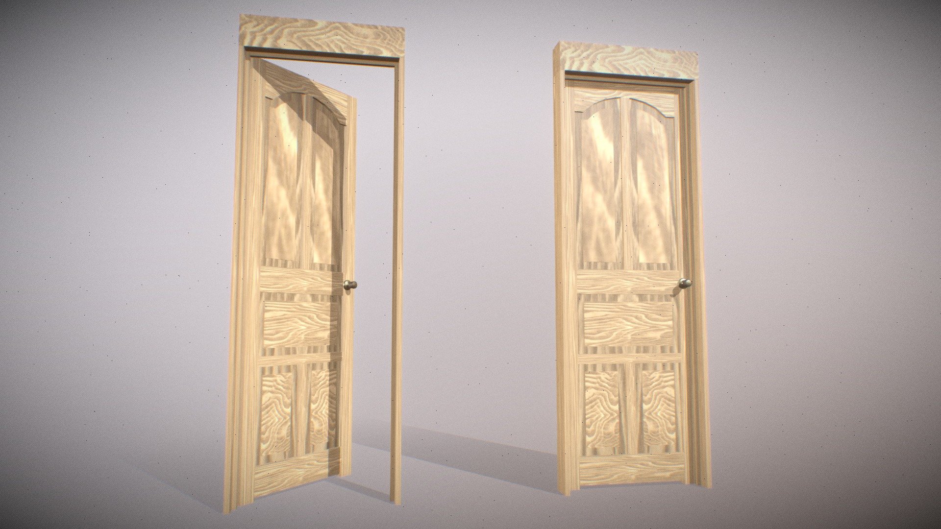 Wooden Door with frame 3d model