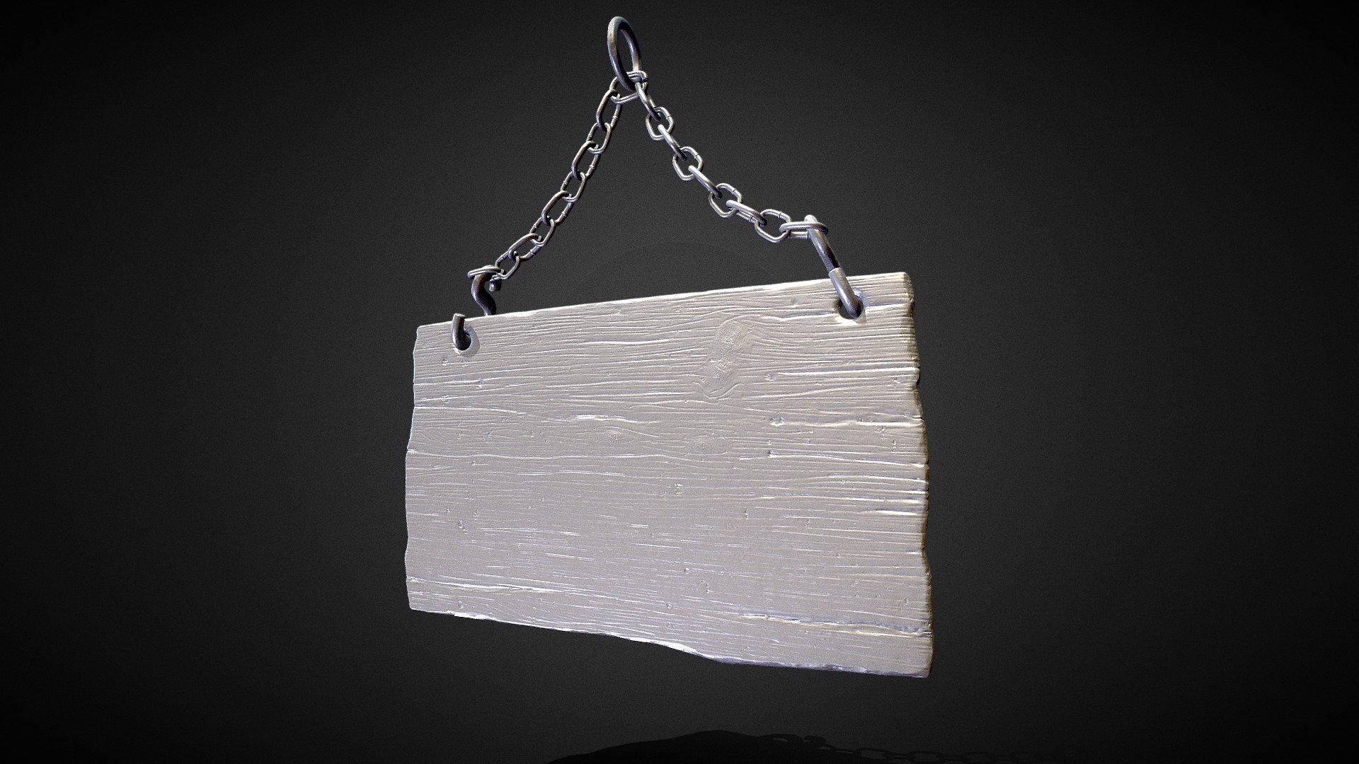 3D Wooden Sign With Chains 3d model