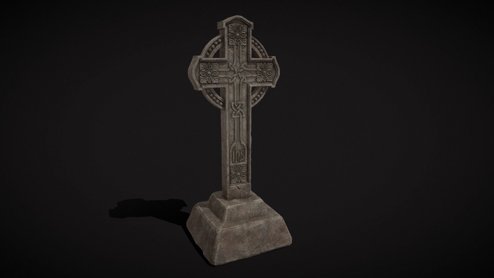 Large Celtic Style Cross Grave Stone 3d model