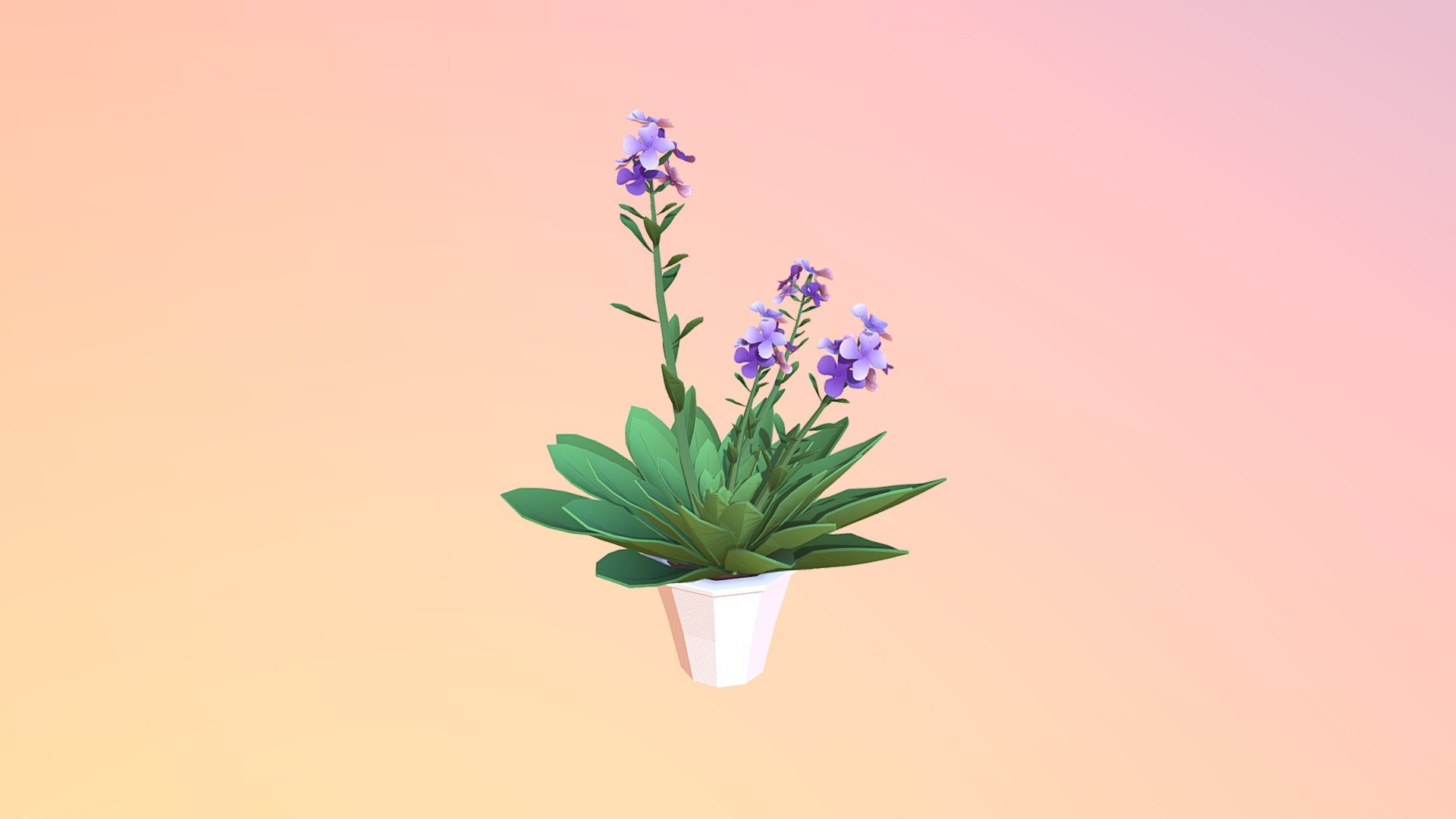 Low Poly Purple Flowers 3d model