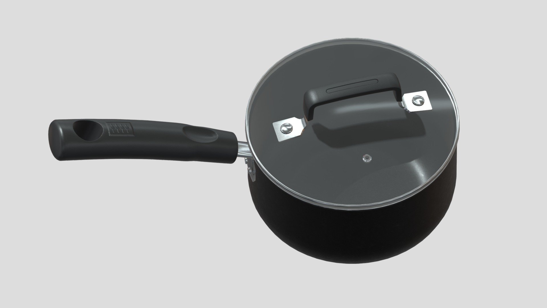 quart Saucepan with lid 02 Low Poly 3d model