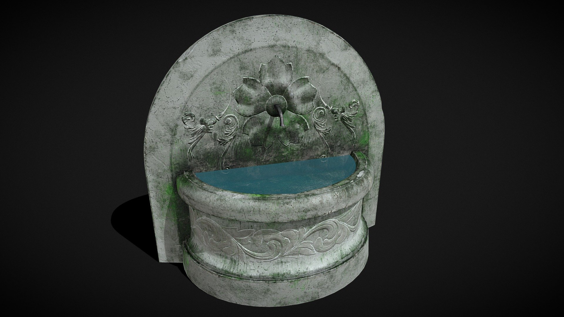 Round Floral Wall Fountain 3d model