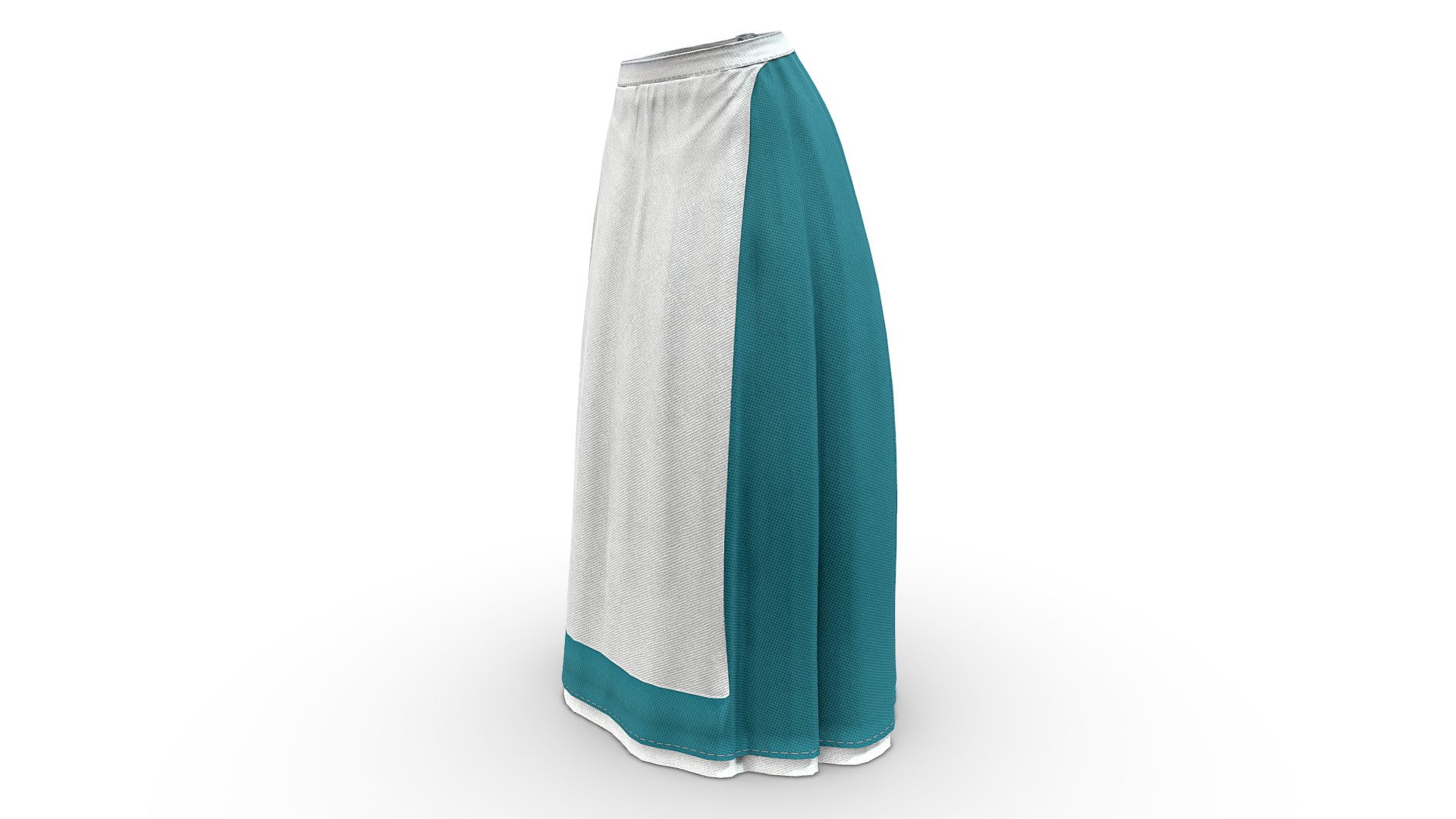 Female Farmer Long Skirt With Apron 3d model