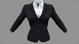 Female Formal Black Jacket White Shirt