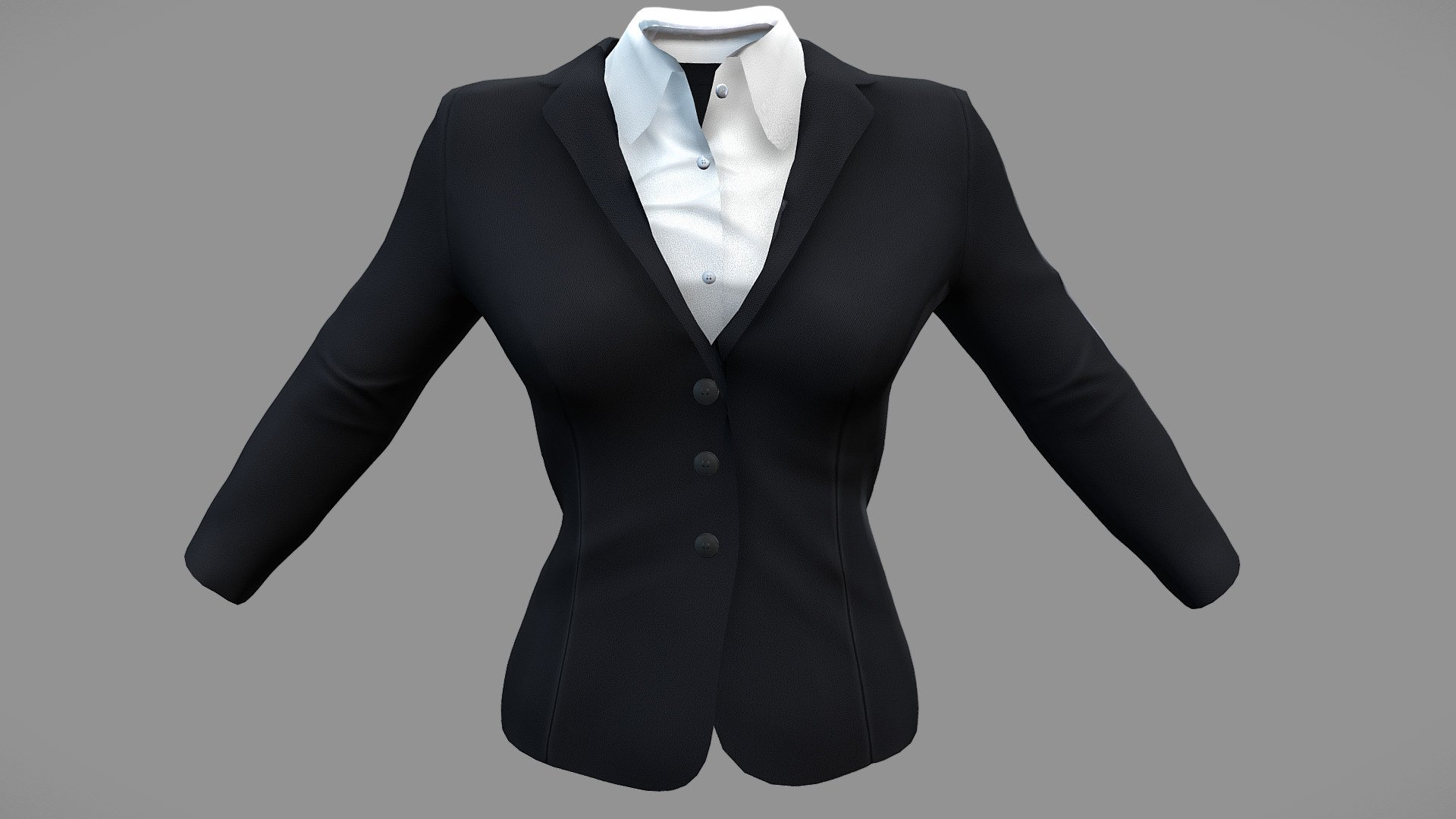 Female Formal Black Jacket White Shirt 3d model