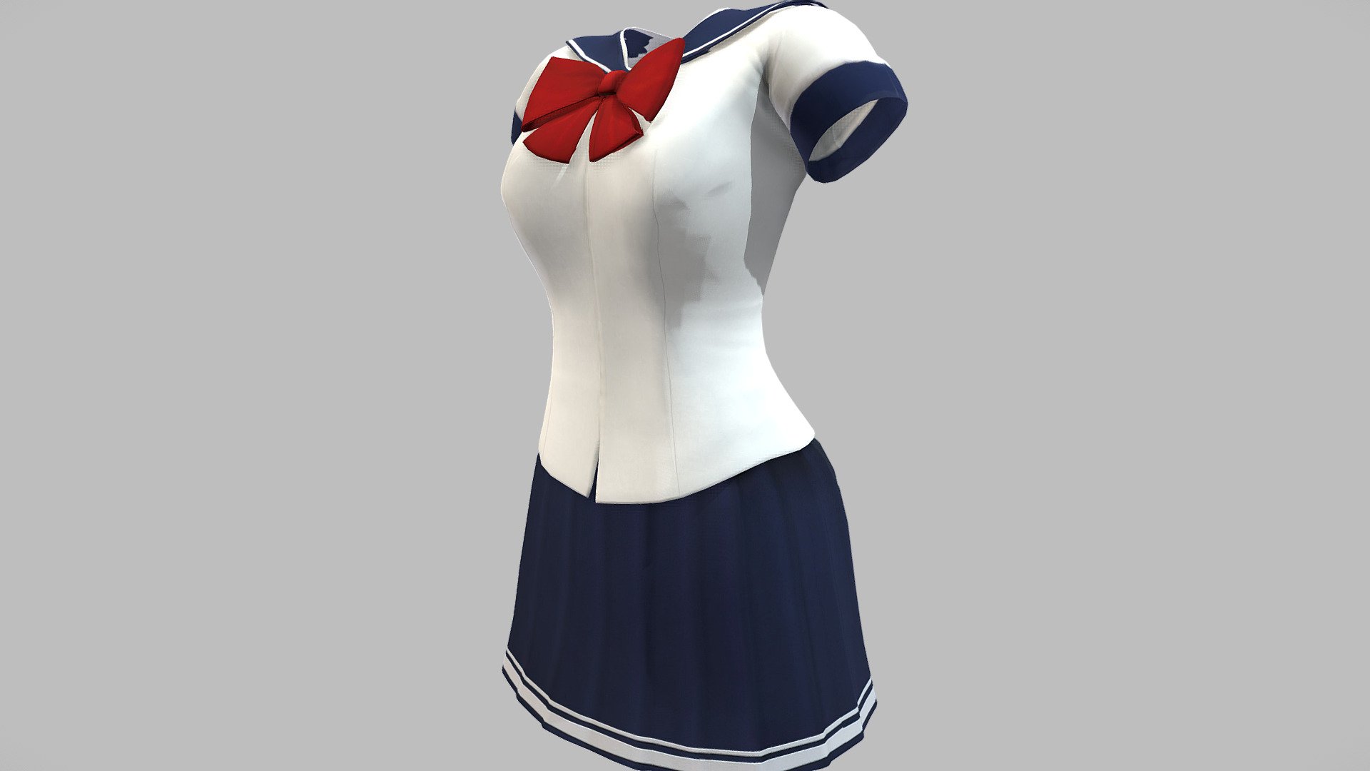 Female Manga Sailor School Uniform 3d model