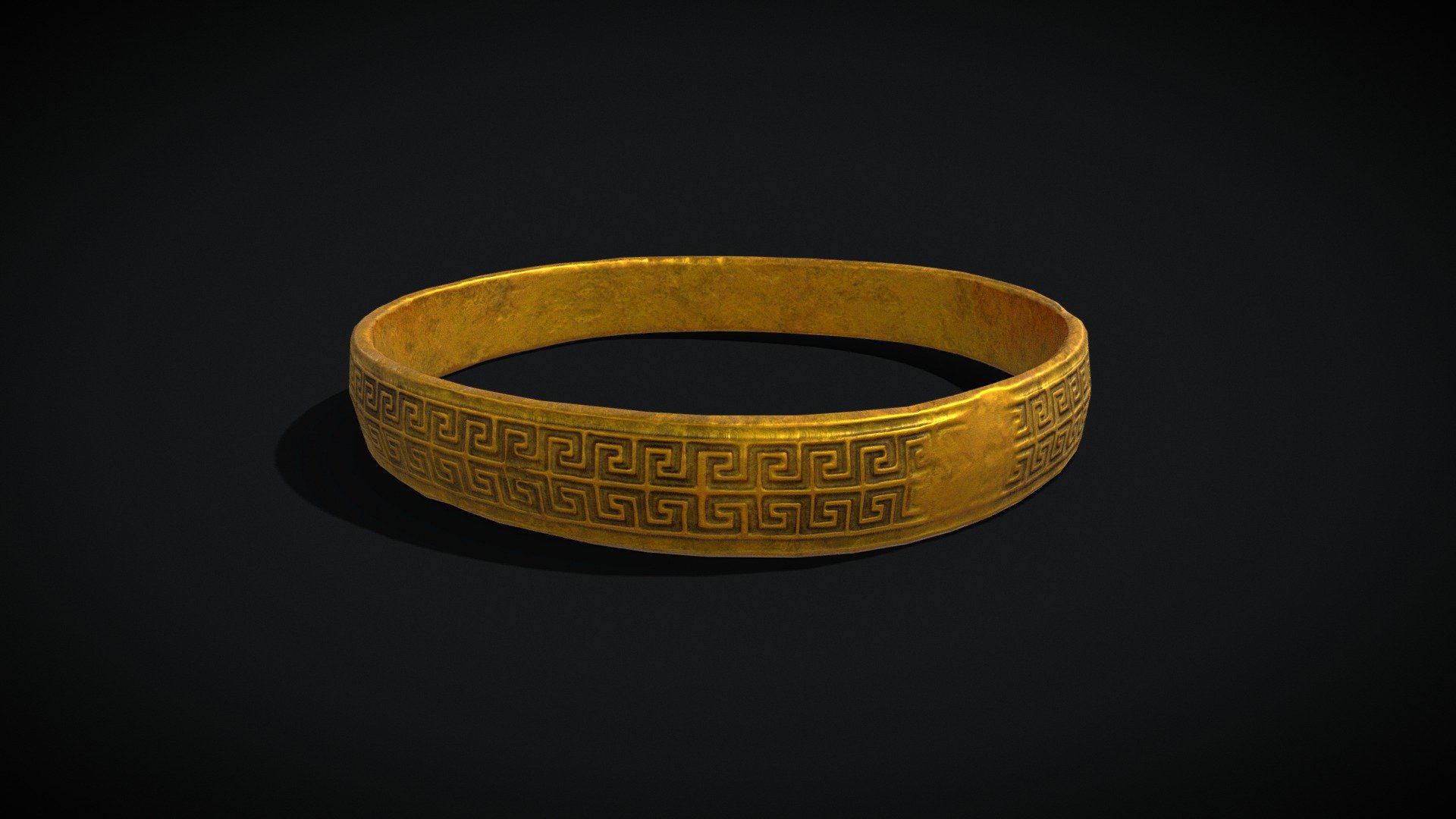 Greek Pattern Gold Ring 3d model