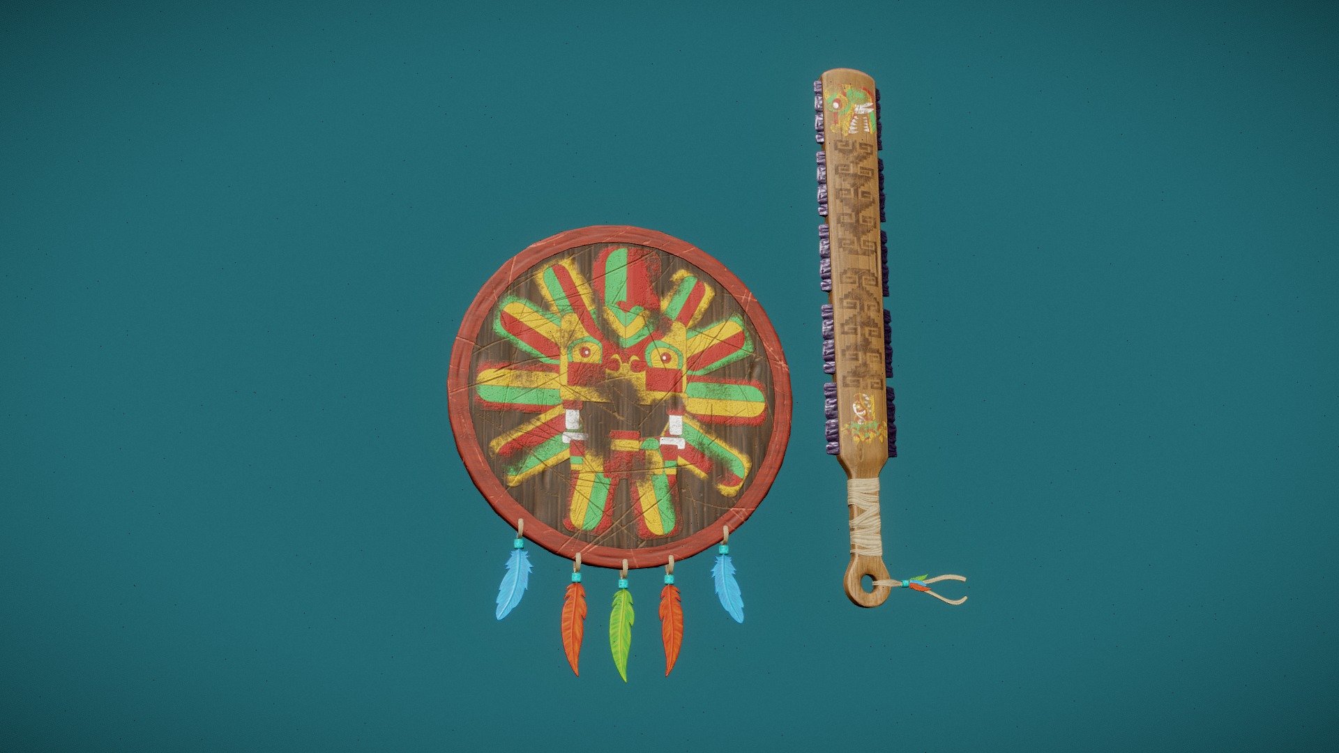 Macuahuitl stylized 3d model