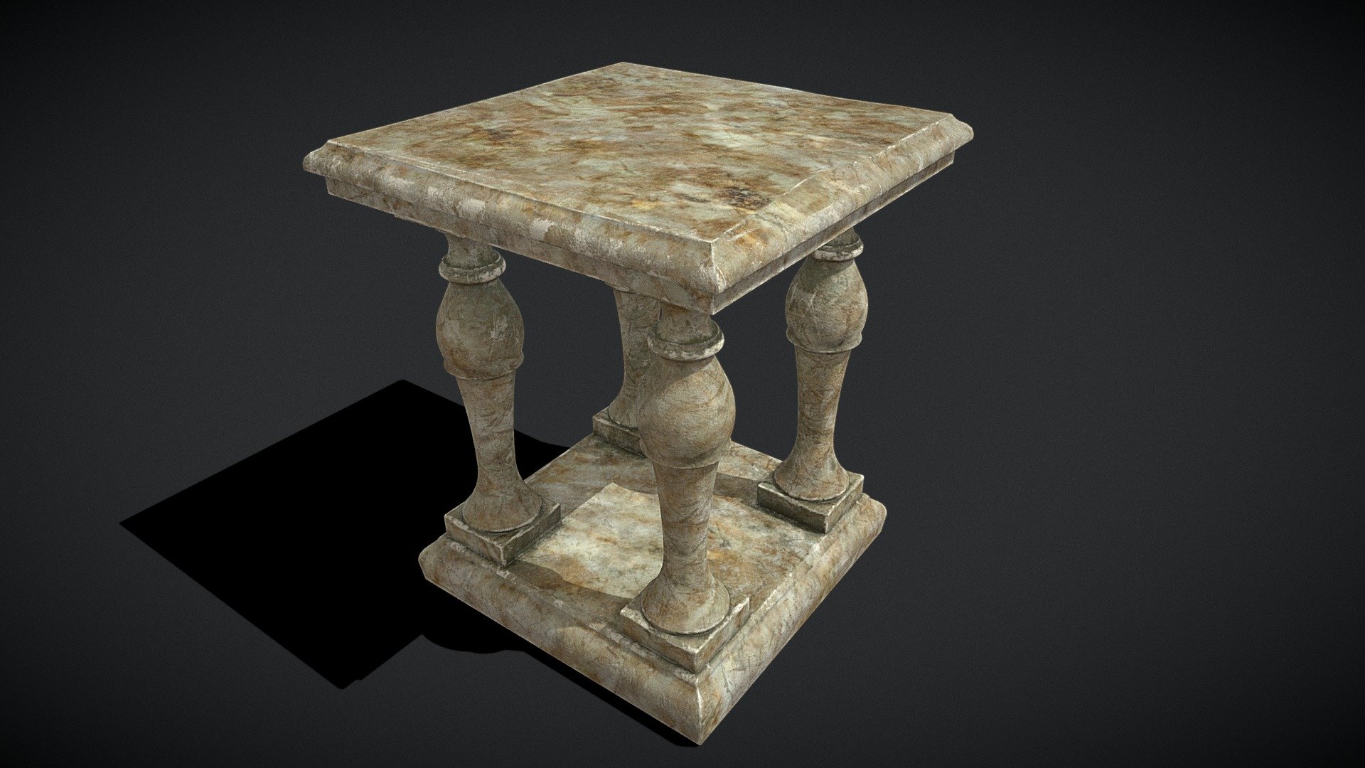 Square Marble Table 3d model