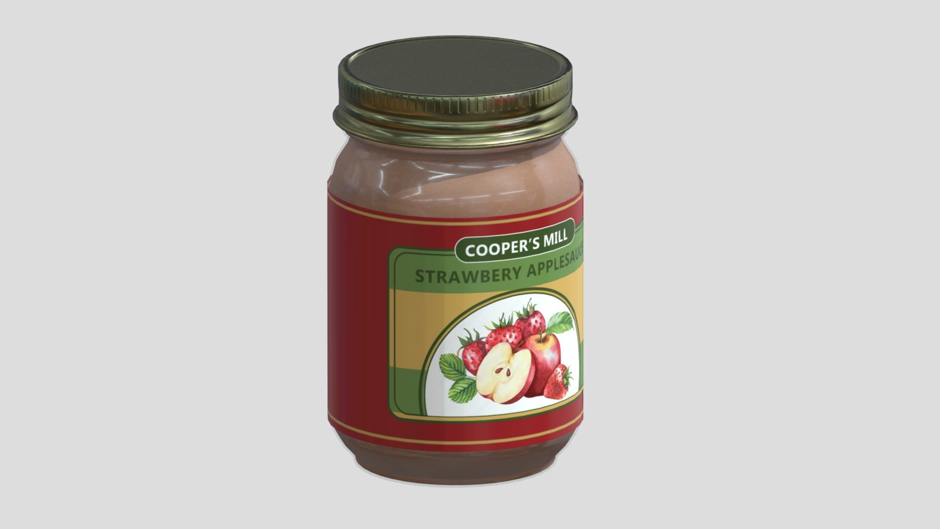 Strawberry Applesauce Pint Low Poly PBR 3d model