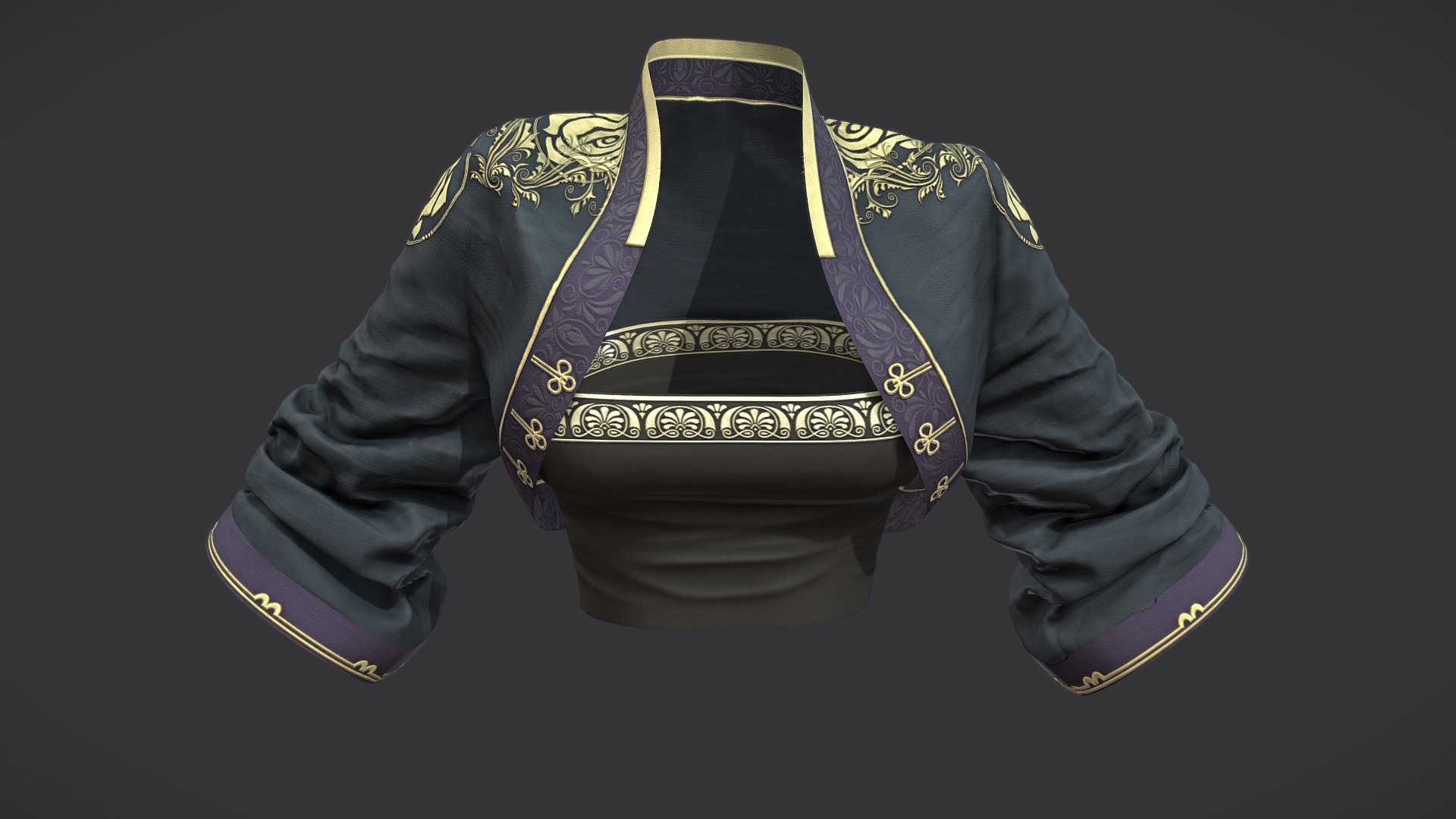 Female Traditional Bolero Jacket Tube Top Combo 3d model