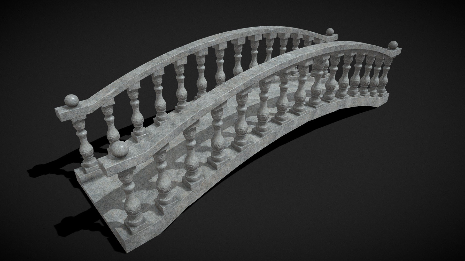 Stone Curved Bridge 3d model