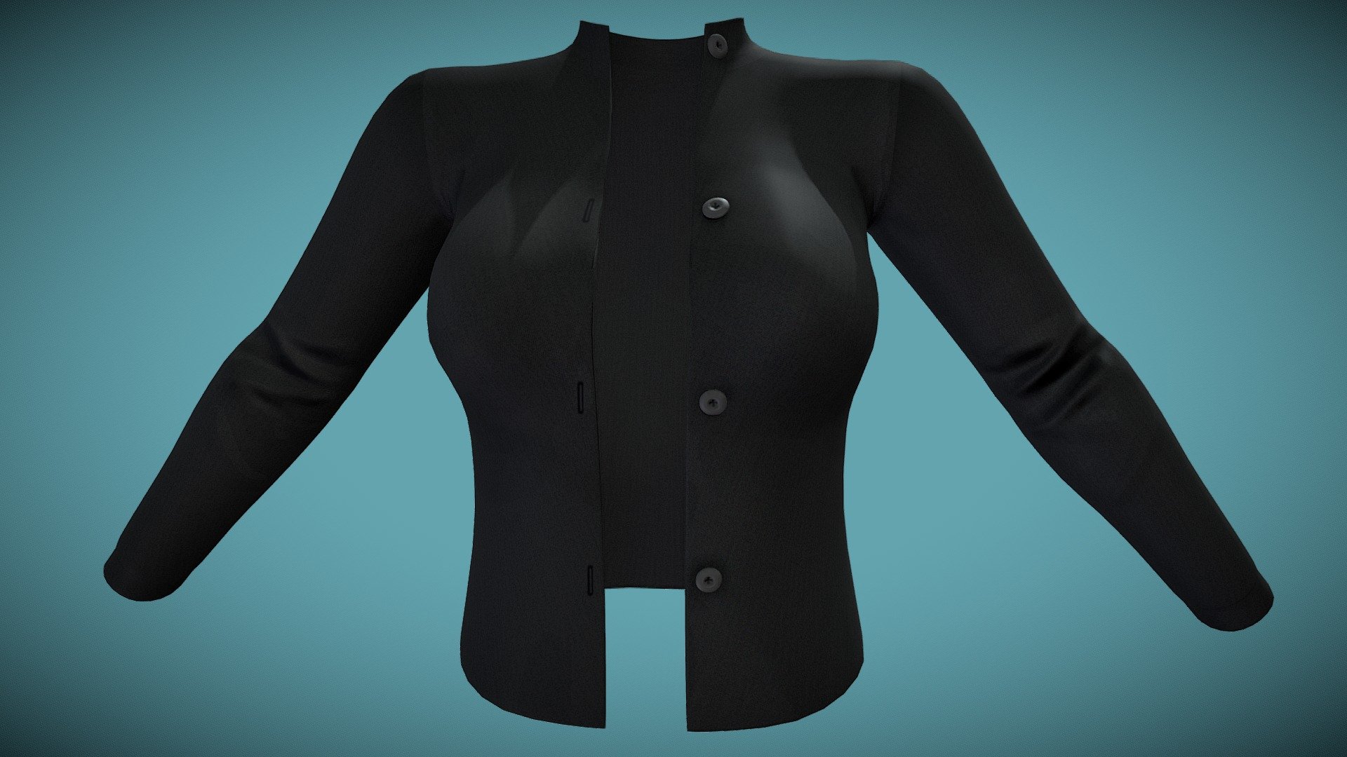 Female Black Cardigan 3d model