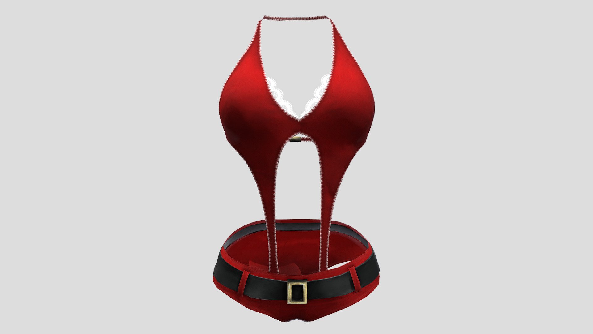 Female Red Swimsuit With Belt 3d model