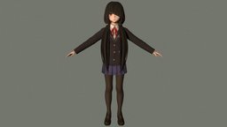 T pose rigged model of Kurumi Tokisaki