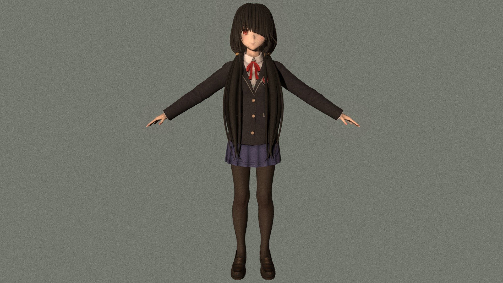 T pose rigged model of Kurumi Tokisaki 3d model