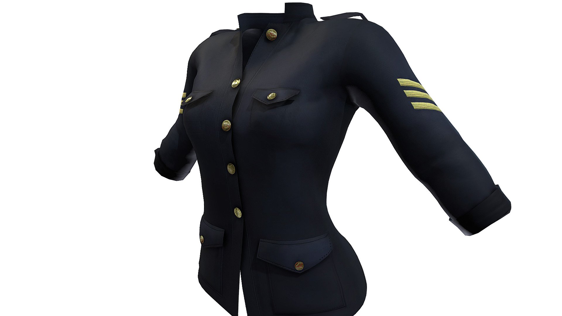 Female Military Officer Uniform Jacket 3d model