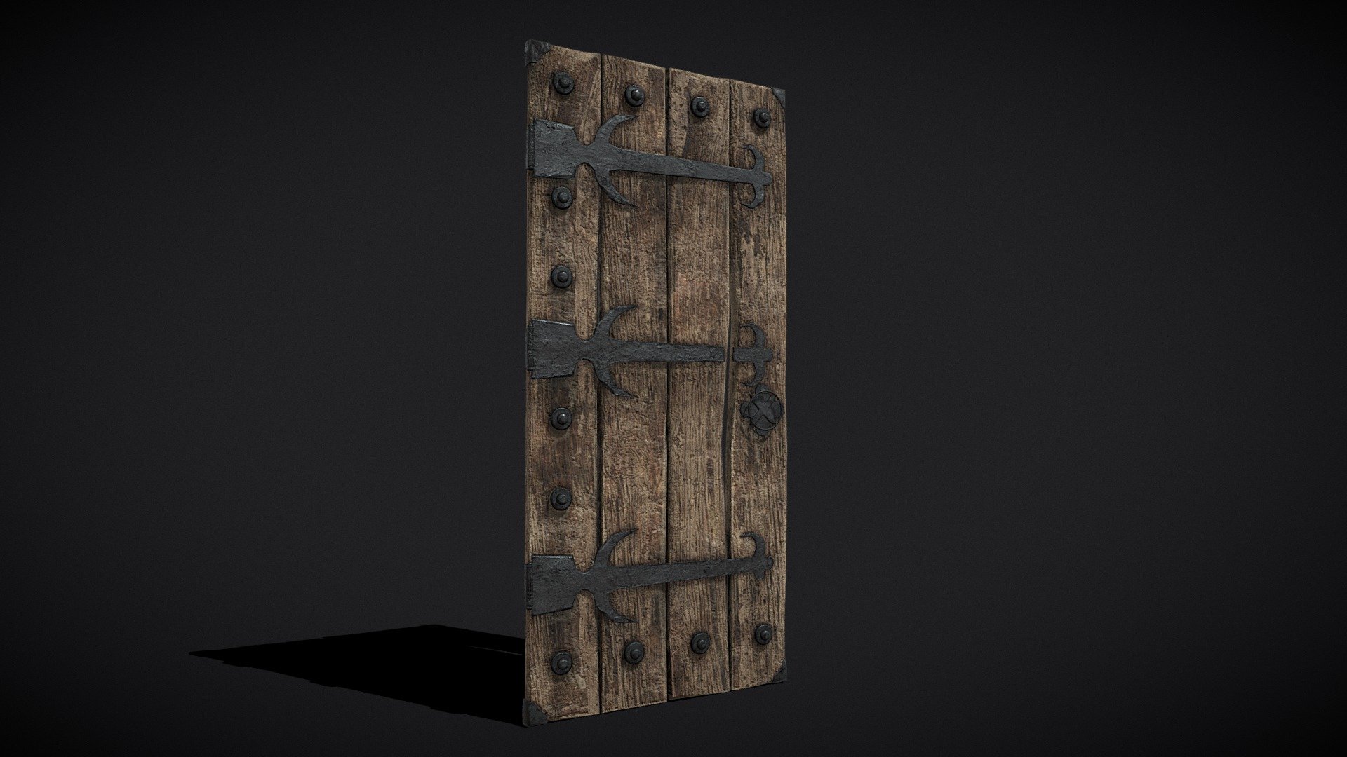 Old Reinforced Wooden Door 3d model