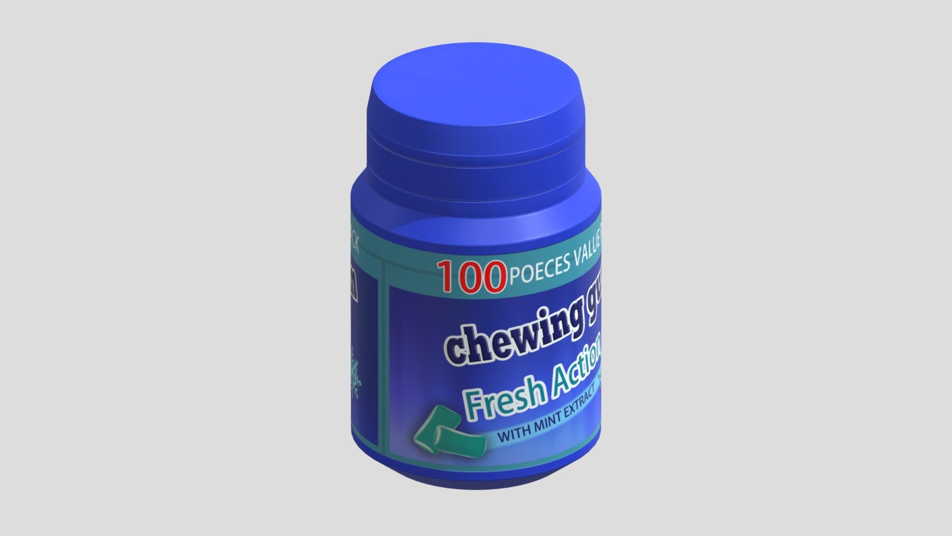 Chewing Gum Bottle Low Poly 3d model