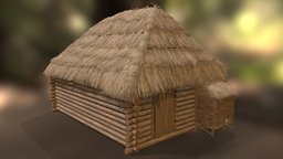 Wooden Thatch Hut, with seamless materials