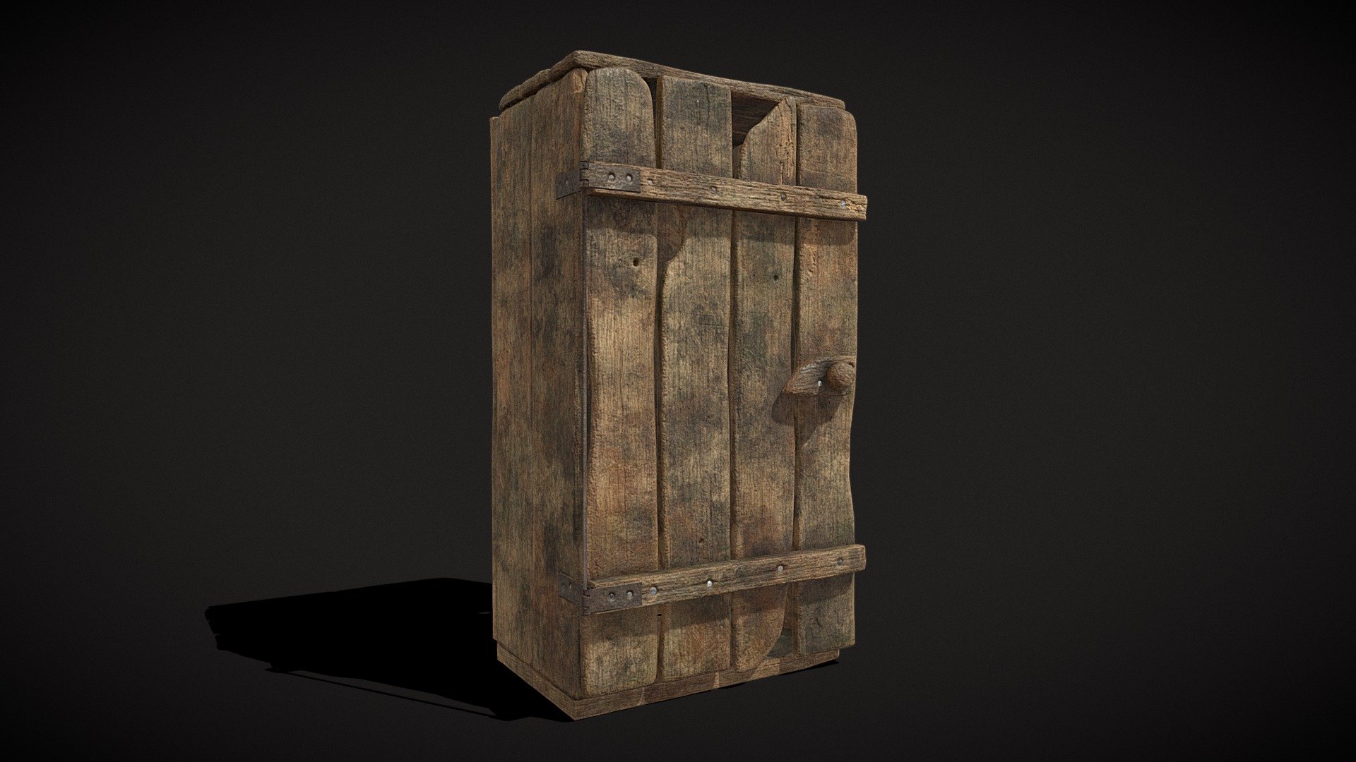 Rustic Medieval Wooden Cupboard 3d model