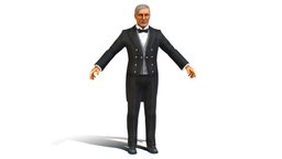 Old Man Concierge in Black Suit